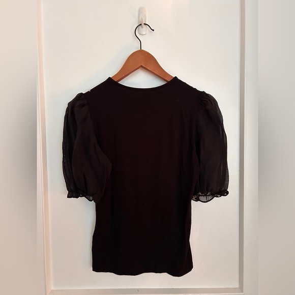 Women’s Black H&M Sheer Puff Sleeve Top Size Small - Picture 5 of 7